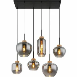 Suspension Verre Fumé-Luminaires Globo Lighting Suspension Globo MATT Noir, 6 lumières