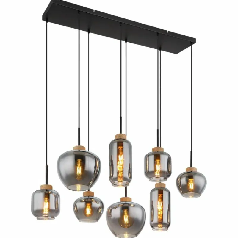 Suspension Verre Fumé-Luminaires Globo Lighting Suspension Globo MATT Noir, 8 lumières