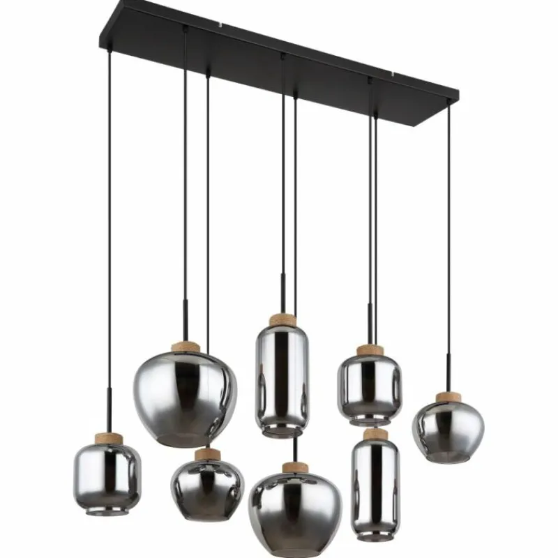 Suspension Verre Fumé-Luminaires Globo Lighting Suspension Globo MATT Noir, 8 lumières