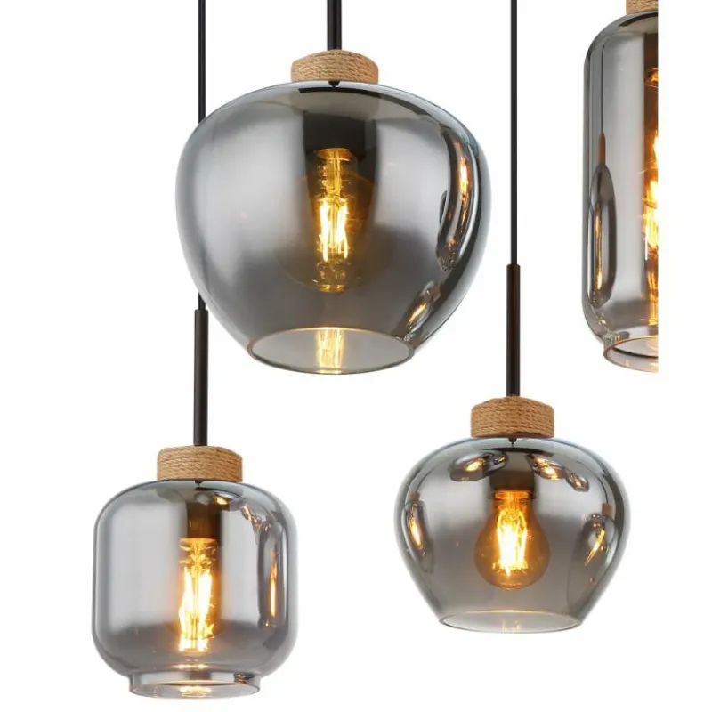 Suspension Verre Fumé-Luminaires Globo Lighting Suspension Globo MATT Noir, 8 lumières