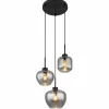 Suspension Verre Fumé-Luminaires Globo Lighting Suspension Globo MATT Noir, 3 lumières