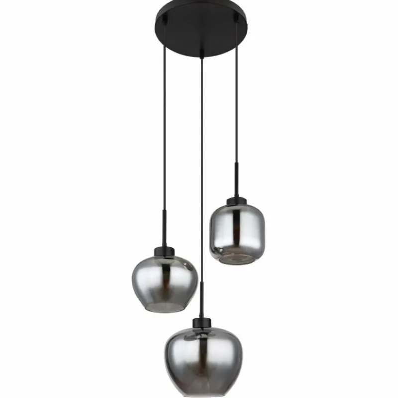 Suspension Verre Fumé-Luminaires Globo Lighting Suspension Globo MATT Noir, 3 lumières