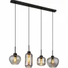Suspension Verre Fumé-Luminaires Globo Lighting Suspension Globo MATT Noir, 4 lumières