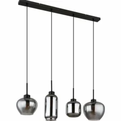 Suspension Verre Fumé-Luminaires Globo Lighting Suspension Globo MATT Noir, 4 lumières