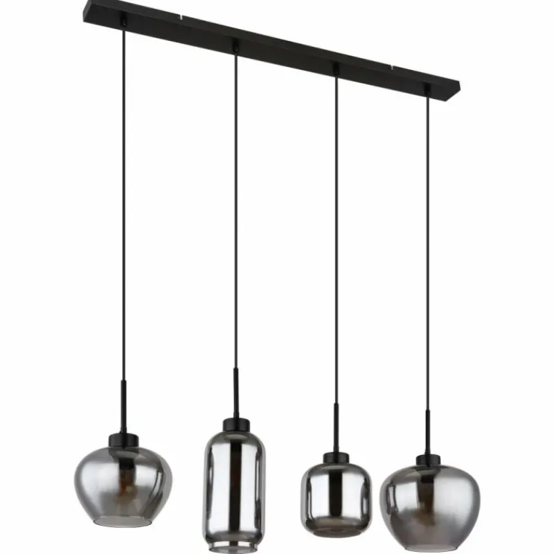 Suspension Verre Fumé-Luminaires Globo Lighting Suspension Globo MATT Noir, 4 lumières