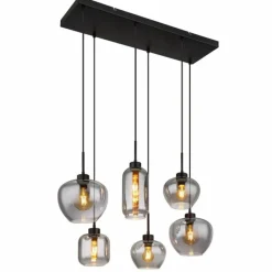 Suspension Verre Fumé-Luminaires Globo Lighting Suspension Globo MATT Noir, 6 lumières