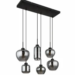 Suspension Verre Fumé-Luminaires Globo Lighting Suspension Globo MATT Noir, 6 lumières