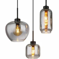 Suspension Verre Fumé-Luminaires Globo Lighting Suspension Globo MATT Noir, 6 lumières