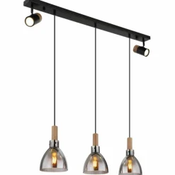 Suspension Verre Fumé-Luminaires Globo Lighting Suspension Globo MATTEA Noir, 5 lumières