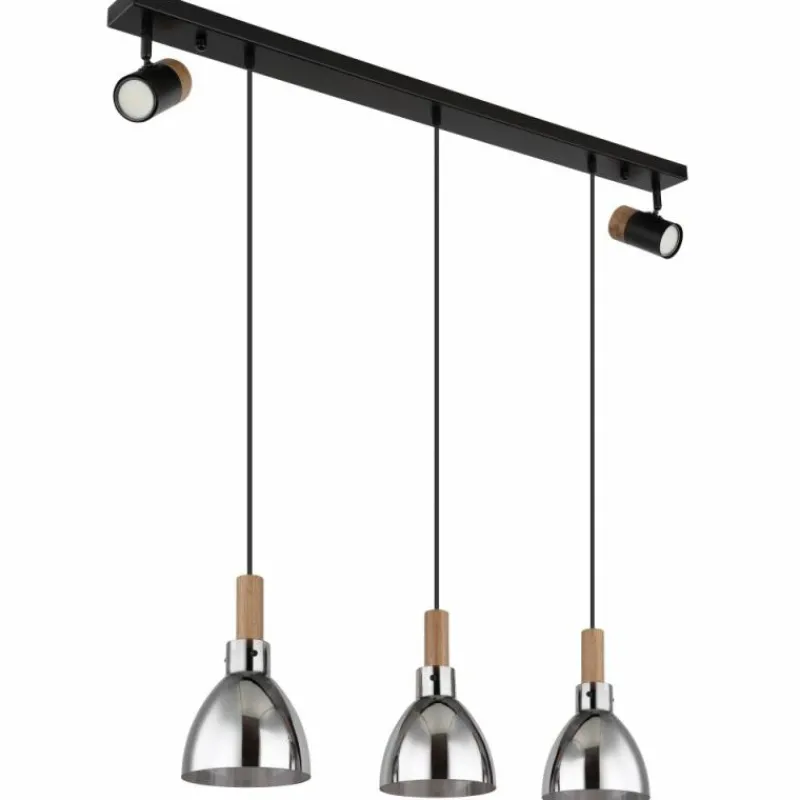 Suspension Verre Fumé-Luminaires Globo Lighting Suspension Globo MATTEA Noir, 5 lumières