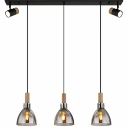 Suspension Verre Fumé-Luminaires Globo Lighting Suspension Globo MATTEA Noir, 5 lumières