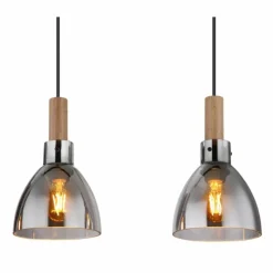 Suspension Verre Fumé-Luminaires Globo Lighting Suspension Globo MATTEA Noir, 5 lumières