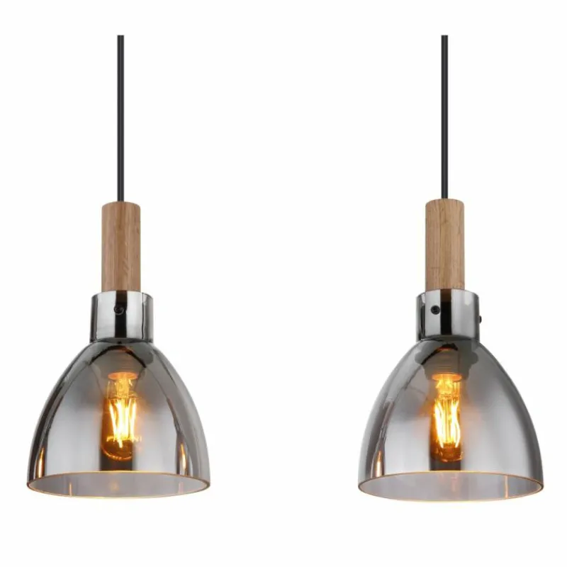 Suspension Verre Fumé-Luminaires Globo Lighting Suspension Globo MATTEA Noir, 5 lumières