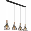 Suspension Verre Fumé-Luminaires Globo Lighting Suspension Globo MATTEA Noir, 4 lumières
