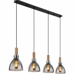 Suspension Verre Fumé-Luminaires Globo Lighting Suspension Globo MATTEA Noir, 4 lumières