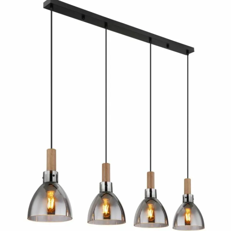 Suspension Verre Fumé-Luminaires Globo Lighting Suspension Globo MATTEA Noir, 4 lumières