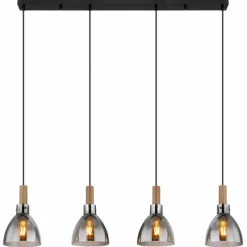 Suspension Verre Fumé-Luminaires Globo Lighting Suspension Globo MATTEA Noir, 4 lumières