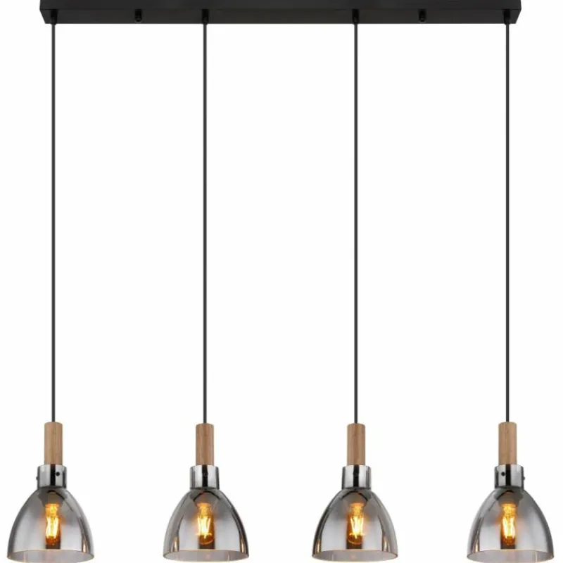 Suspension Verre Fumé-Luminaires Globo Lighting Suspension Globo MATTEA Noir, 4 lumières