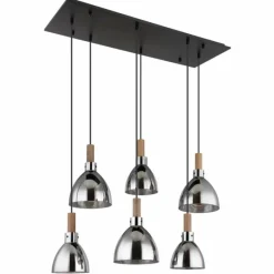 Suspension Verre Fumé-Luminaires Globo Lighting Suspension Globo MATTEA Noir, 6 lumières