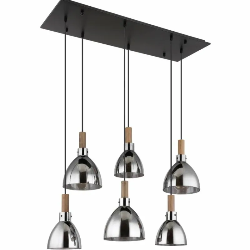 Suspension Verre Fumé-Luminaires Globo Lighting Suspension Globo MATTEA Noir, 6 lumières