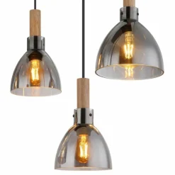 Suspension Verre Fumé-Luminaires Globo Lighting Suspension Globo MATTEA Noir, 6 lumières