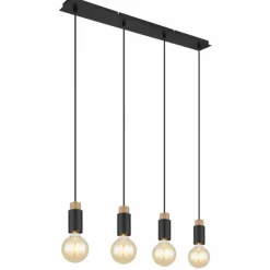 Lampes En Bois-Luminaires Globo Lighting Suspension Globo MATTI Écru, Noir, 4 lumières