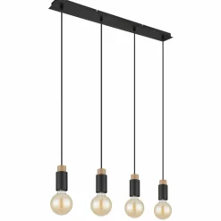 Lampes En Bois-Luminaires Globo Lighting Suspension Globo MATTI Écru, Noir, 4 lumières