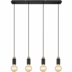 Lampes En Bois-Luminaires Globo Lighting Suspension Globo MATTI Écru, Noir, 4 lumières