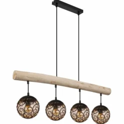 Lampes En Bois-Luminaires Globo Lighting Suspension Globo MAXI Écru, Noir, 4 lumières