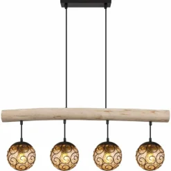 Lampes En Bois-Luminaires Globo Lighting Suspension Globo MAXI Écru, Noir, 4 lumières