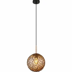 Lampes En Bois-Luminaires Globo Lighting Suspension Globo MAXI Écru, Noir, 1 lumière