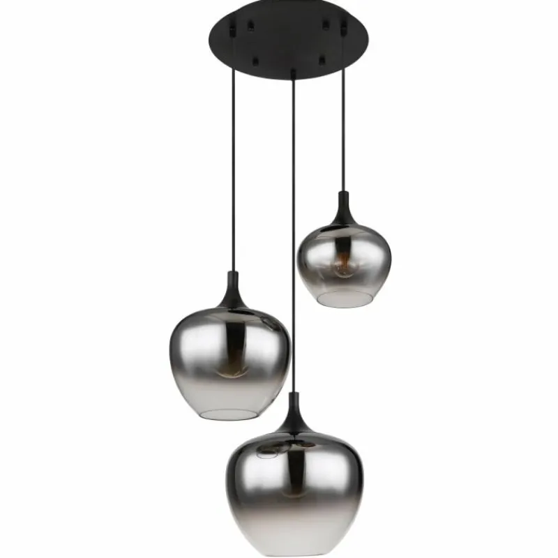Suspension Verre Fumé-Luminaires Globo Lighting Suspension Globo MAXY Noir, 3 lumières