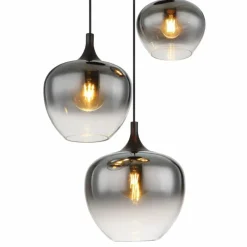 Suspension Verre Fumé-Luminaires Globo Lighting Suspension Globo MAXY Noir, 3 lumières