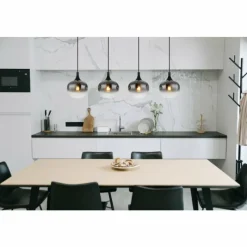 Suspension Verre Fumé-Luminaires Globo Lighting Suspension Globo MAXY Noir, 4 lumières