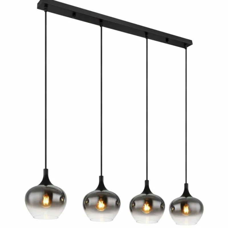 Suspension Verre Fumé-Luminaires Globo Lighting Suspension Globo MAXY Noir, 4 lumières