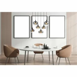 Suspension Verre Fumé-Luminaires Globo Lighting Suspension Globo MAXY Noir, 6 lumières