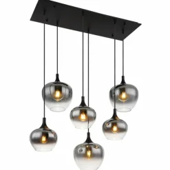 Suspension Verre Fumé-Luminaires Globo Lighting Suspension Globo MAXY Noir, 6 lumières