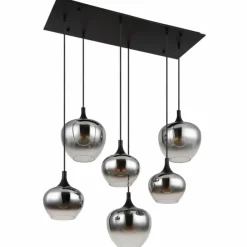 Suspension Verre Fumé-Luminaires Globo Lighting Suspension Globo MAXY Noir, 6 lumières