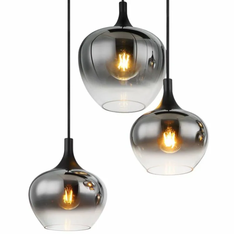 Suspension Verre Fumé-Luminaires Globo Lighting Suspension Globo MAXY Noir, 6 lumières