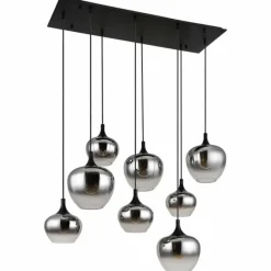 Suspension Verre Fumé-Luminaires Globo Lighting Suspension Globo MAXY Noir, 8 lumières