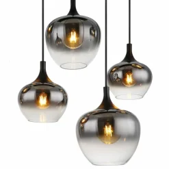 Suspension Verre Fumé-Luminaires Globo Lighting Suspension Globo MAXY Noir, 8 lumières