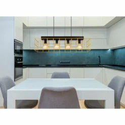 Lampes Industrielles-Luminaires Globo Lighting Suspension Globo MERRIL Noir, 4 lumières