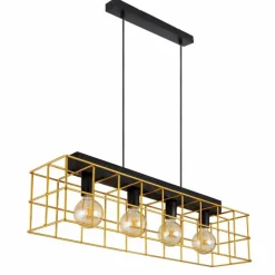 Lampes Industrielles-Luminaires Globo Lighting Suspension Globo MERRIL Noir, 4 lumières