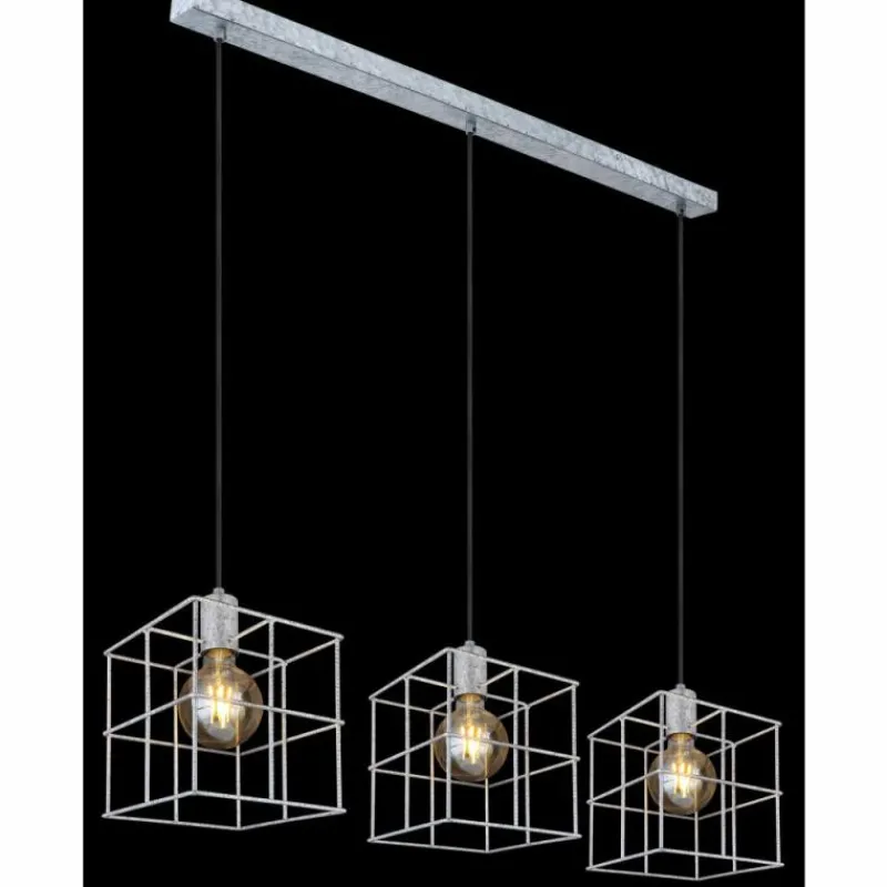 Lampes Industrielles-Luminaires Globo Lighting Suspension Globo MERRIL Zingué, 3 lumières