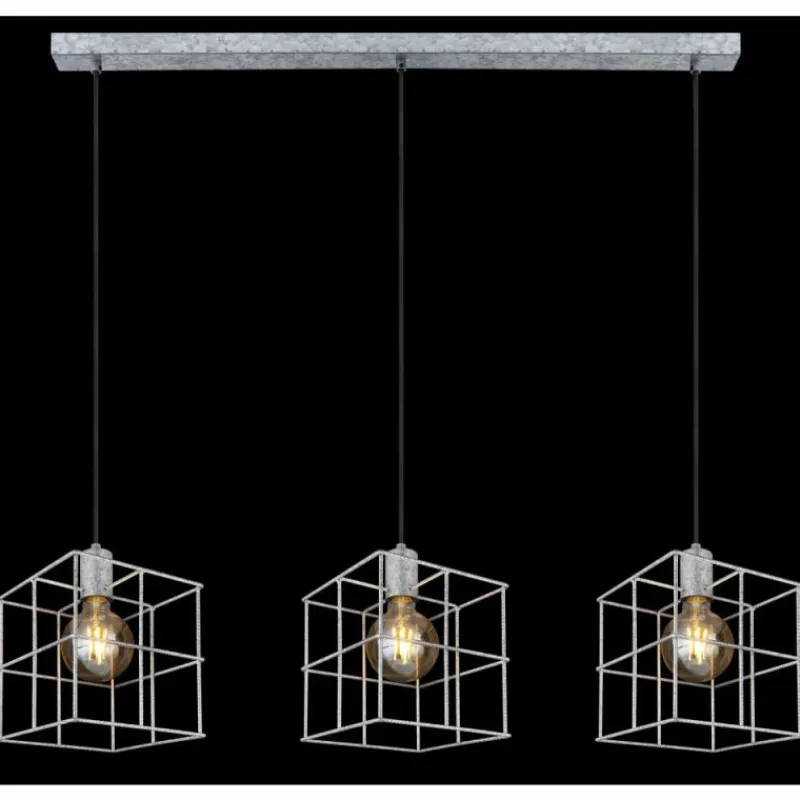 Lampes Industrielles-Luminaires Globo Lighting Suspension Globo MERRIL Zingué, 3 lumières