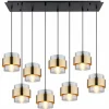 Suspension Verre Fumé-Luminaires Globo Lighting Suspension Globo MILLEY Noir, 8 lumières