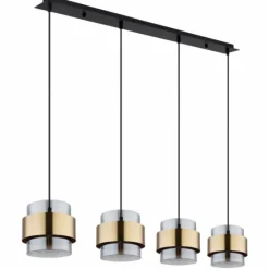 Suspension Verre Fumé-Luminaires Globo Lighting Suspension Globo MILLEY Noir, 4 lumières