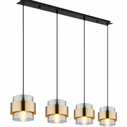 Suspension Verre Fumé-Luminaires Globo Lighting Suspension Globo MILLEY Noir, 4 lumières