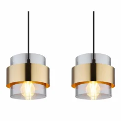 Suspension Verre Fumé-Luminaires Globo Lighting Suspension Globo MILLEY Noir, 4 lumières