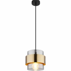 Suspension Verre Fumé-Luminaires Globo Lighting Suspension Globo MILLEY Noir, 1 lumière